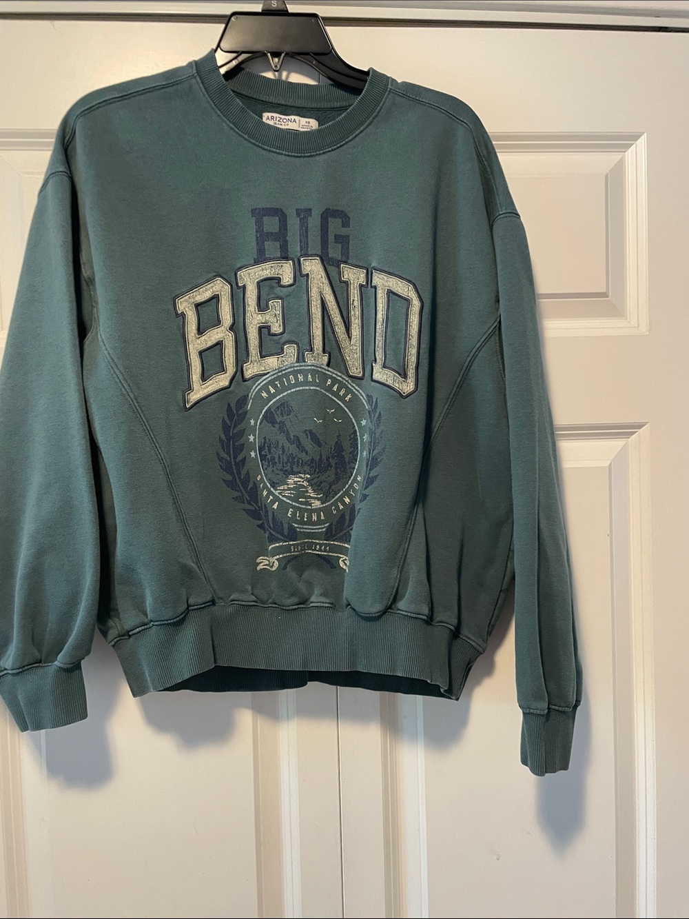 Arizona Jean Company Teal Green 'Big Bend' Graphic Crewneck Juniors Sweatshirt